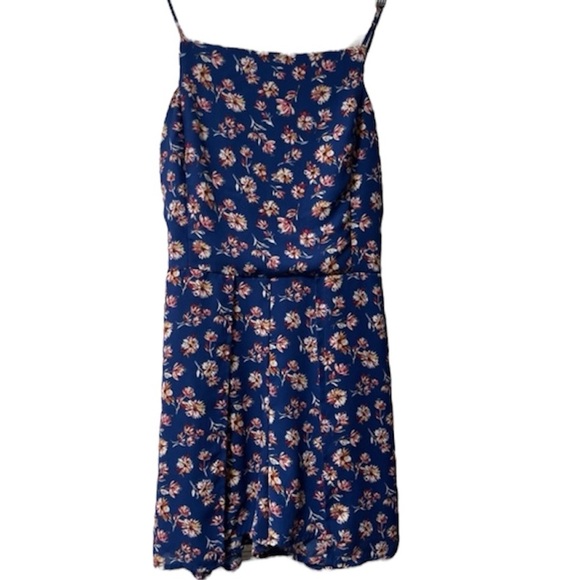 XHILARATION Blue Floral Romper Spaghetti Straps Size Small - Picture 2 of 9